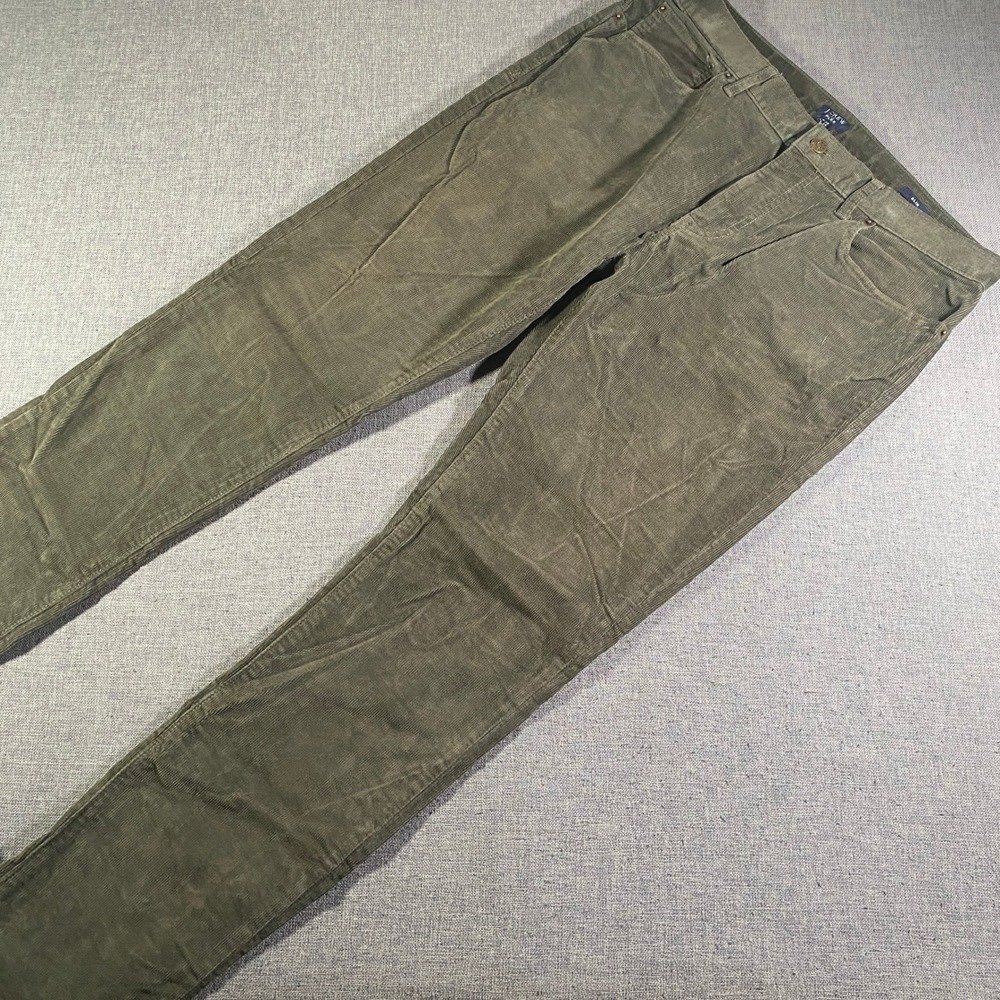 J.Crew Flex Slim‎ Corduroy Pants Mens W34 L34 Olive Green Casual Trousers